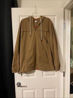 Univibe Hooded Pullover Windbreaker in Brown